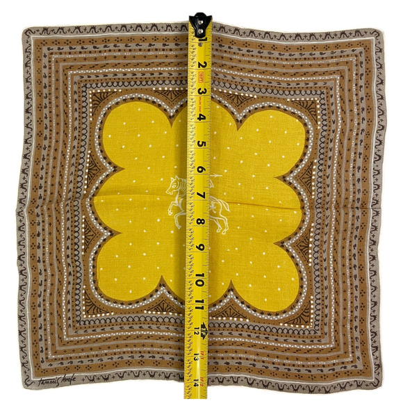 Tammis Keefe Handkerchief Horseman Gold Persian Warrior Dots Vintage Hankie READ - Picture 8 of 9